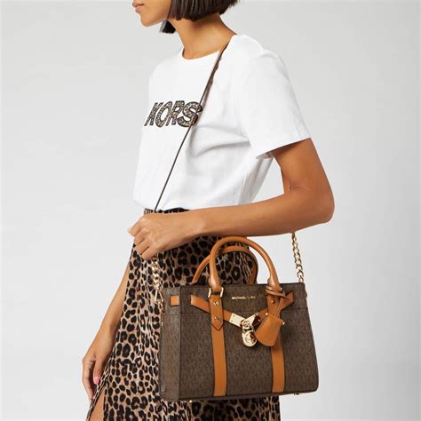 michael kors nouveau hamilton small logo and leather satchel|michael kors nouveau hamilton bag.